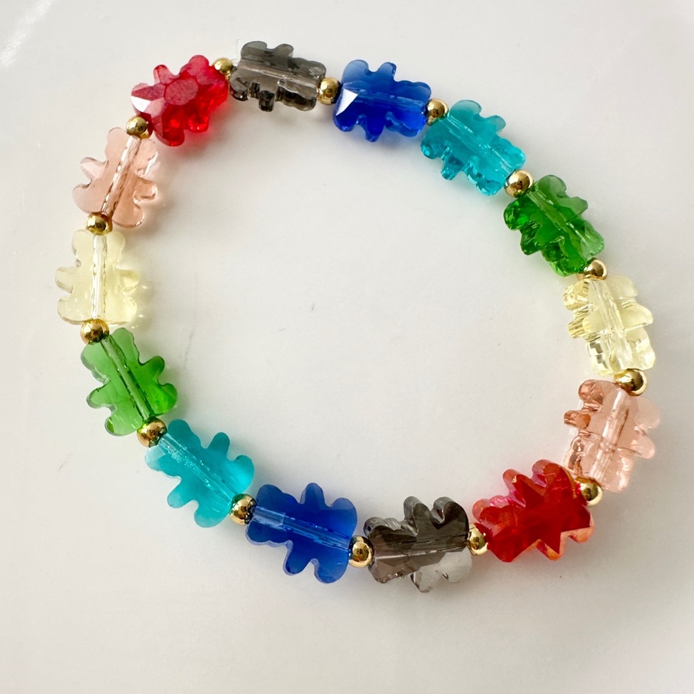 Colorful Kids and Women  Bear Beaded Bracelet 14 cm #1. M4